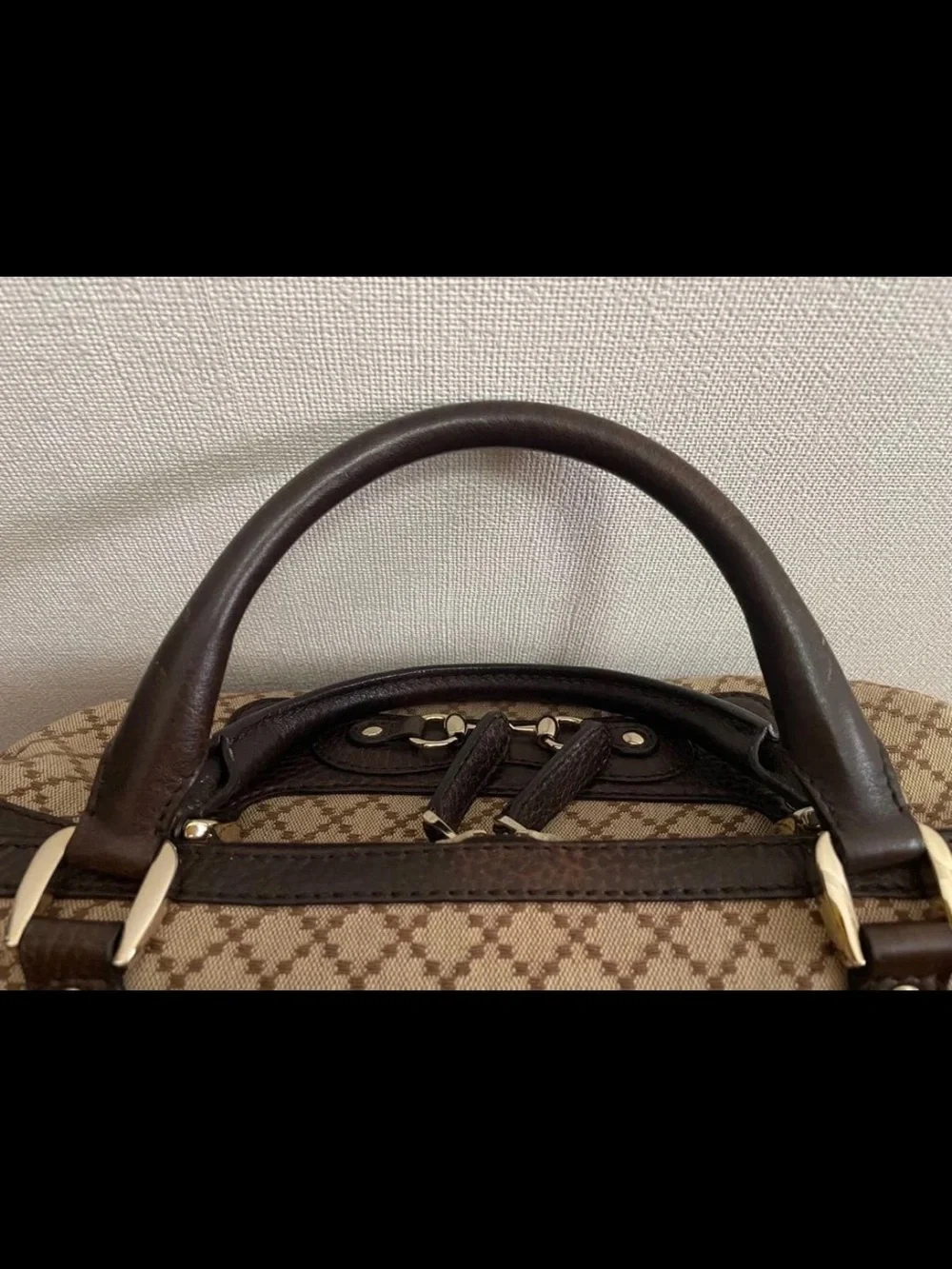 Gucci Beige & Brown Monogram Canvas Satchel
